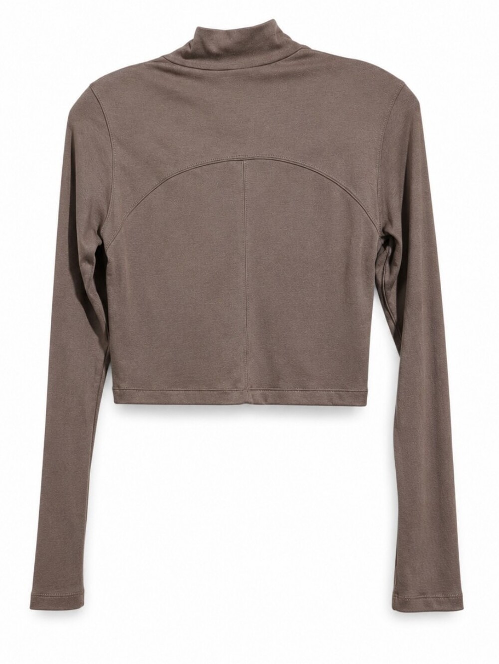 Lululemon Cropped Mock Neck Top Women’s Taupe Brown Long Sleeve Stretch Activewe